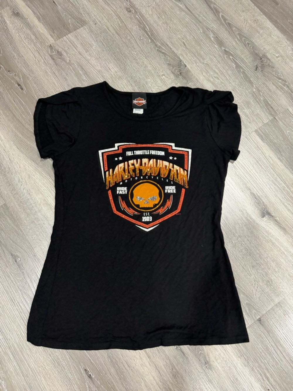 Harley-Davidson Black Tee with Orange and White Logo